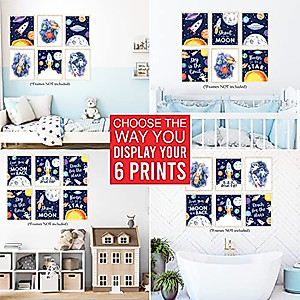 Space Decor for Boys Room - 6 Reversible Galaxy Wall Prints