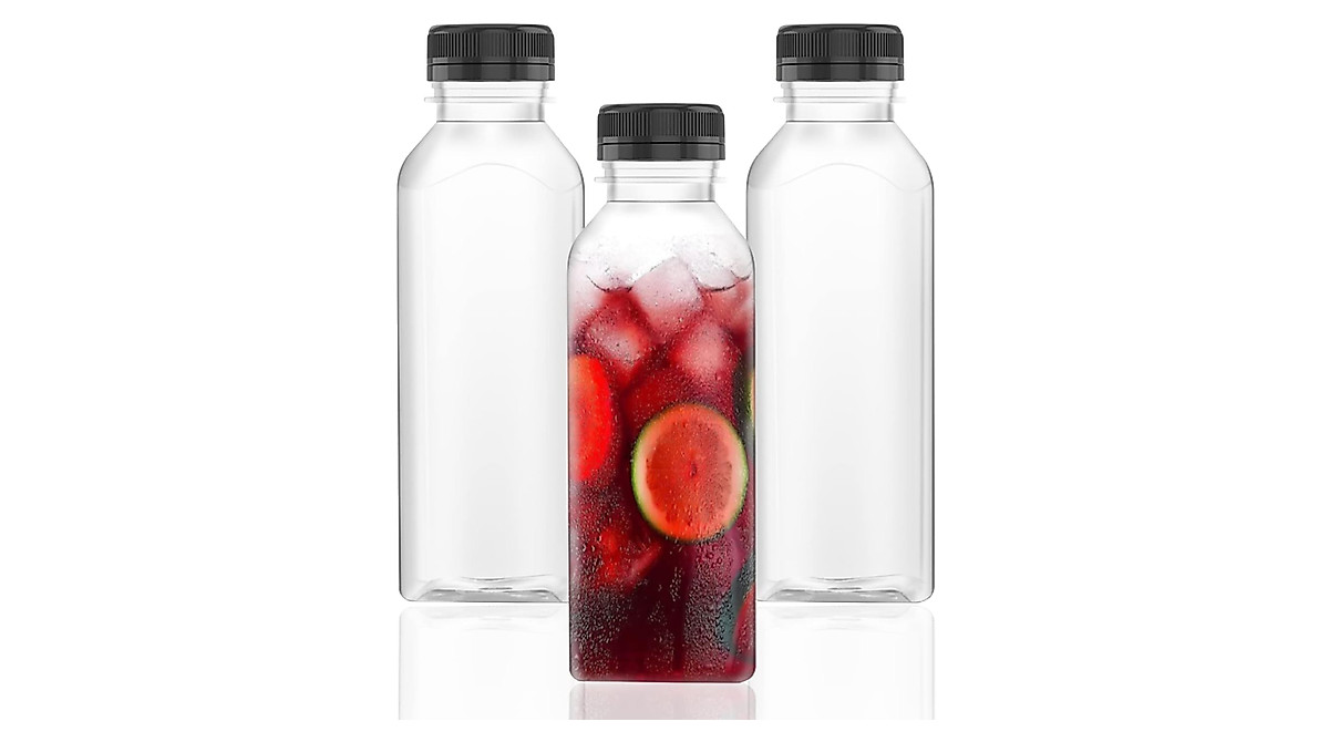 3 Pack 17 oz Clear Juice Bottles with Tamper-Proof Lids | Food-Grade PET