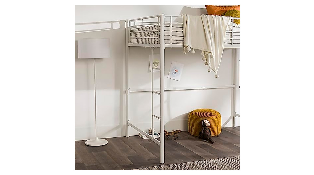 Walker Edison Urban Industrial Loft Bunk Bed in White