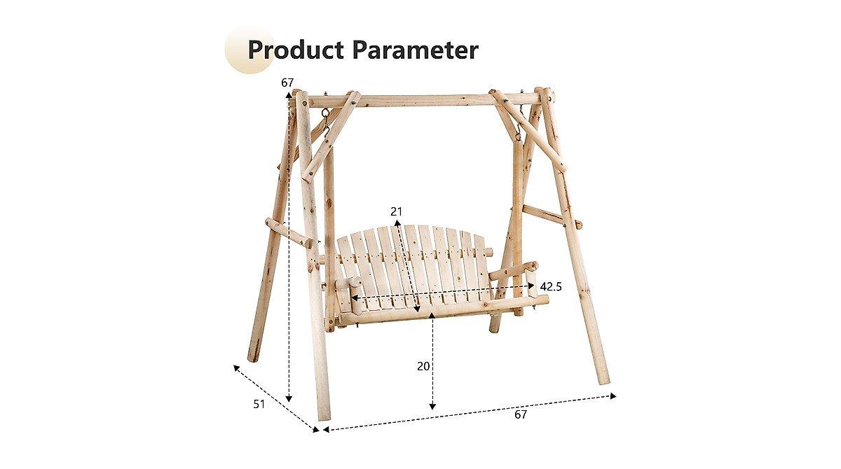 Rustic 67 Inch Swing Frame for Outdoor Relaxation