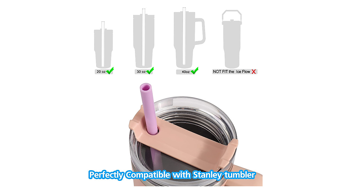 AIERSA Pastel Silicone Straws for Stanley Cups - 6 Pack