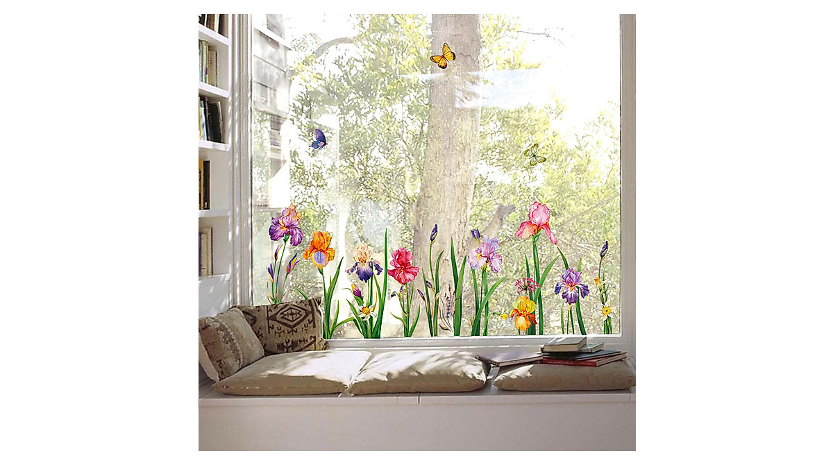 decalmile Garden Flower Window Decals for Spring and Easter