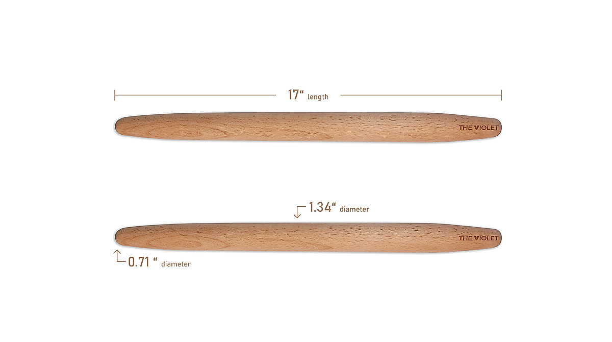 THE VIOLET 17 Inch Wooden French Rolling Pin for Baking & Pastry