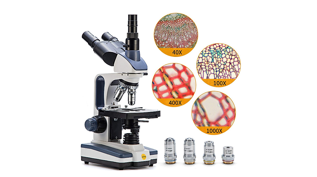 Swift SW350T Trinocular Microscope - 40X-2500X Magnification for ...