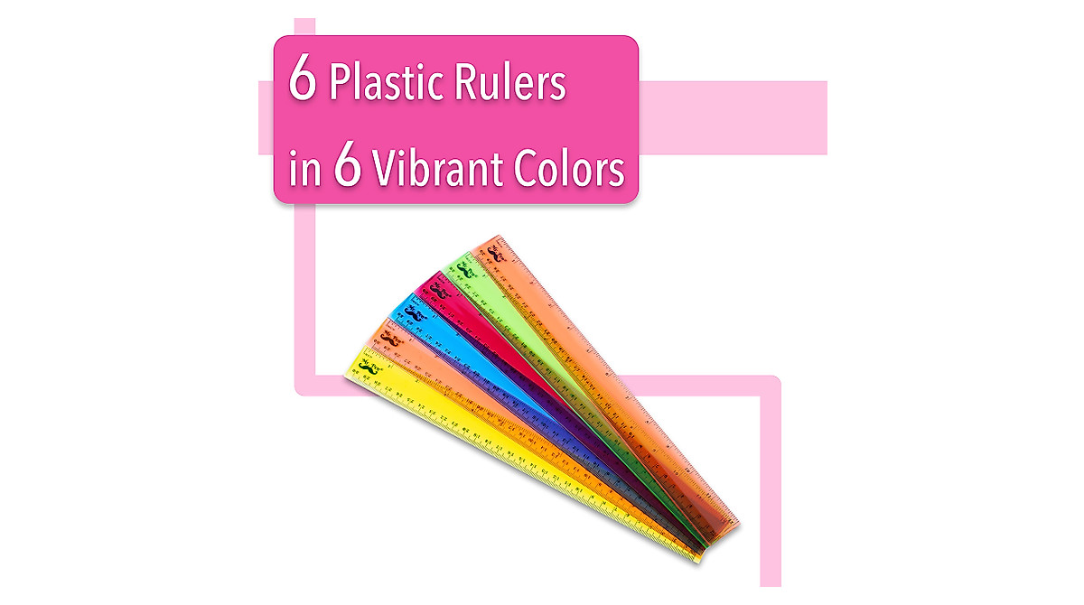 Mr. Pen 12-Inch Rulers - 6 Pack, Assorted Colors for School & Home