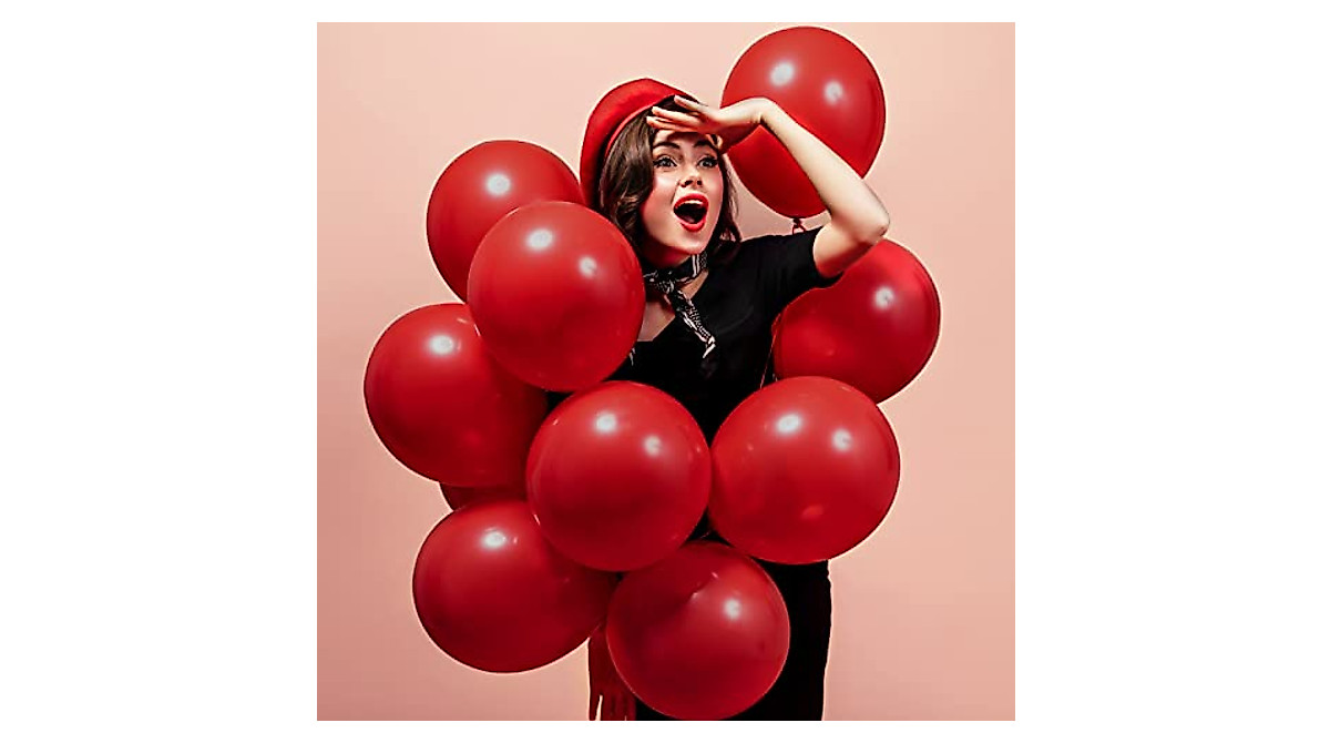 Ruby Red Balloons Kit - 116 Premium Latex Balloons for Parties