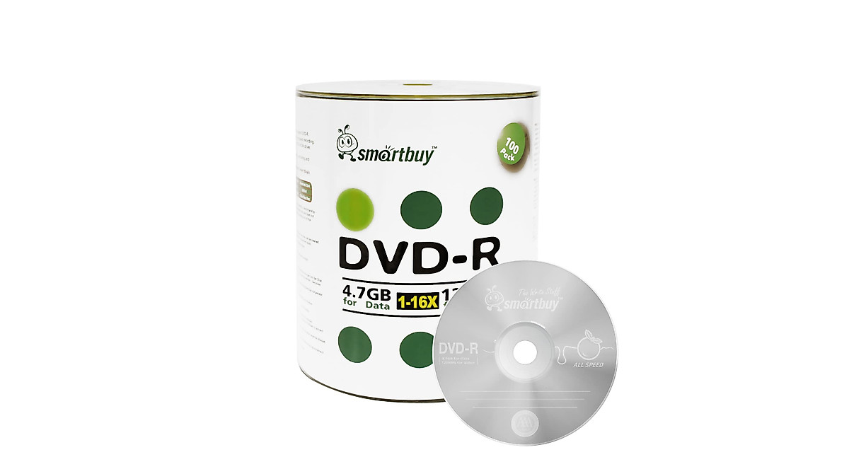 Smart Buy 100 Pack DVD-R 4.7GB 16x Discs for Data Storage & Backup