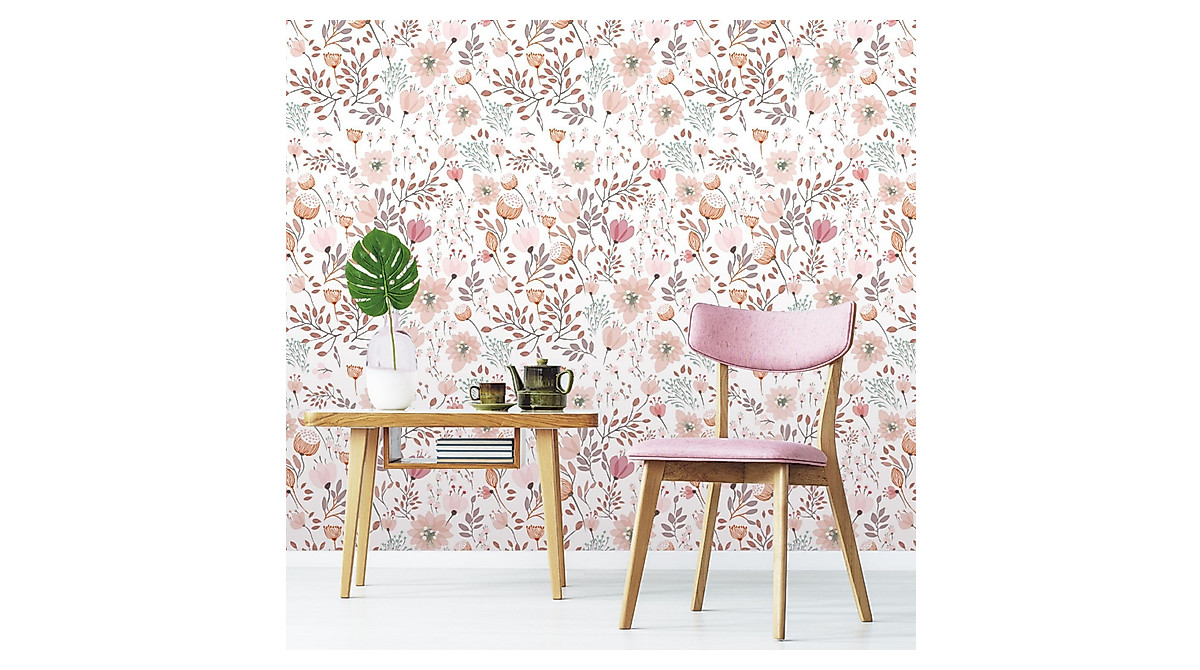 Pink Floral Peel & Stick Wallpaper | Boho Removable Contact Paper