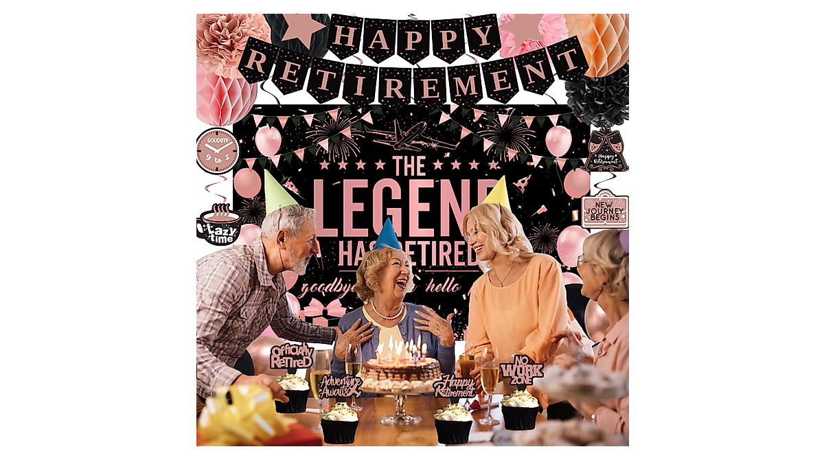 Retirement Party Decorations Rose Gold & Black | Easy Setup & Festive