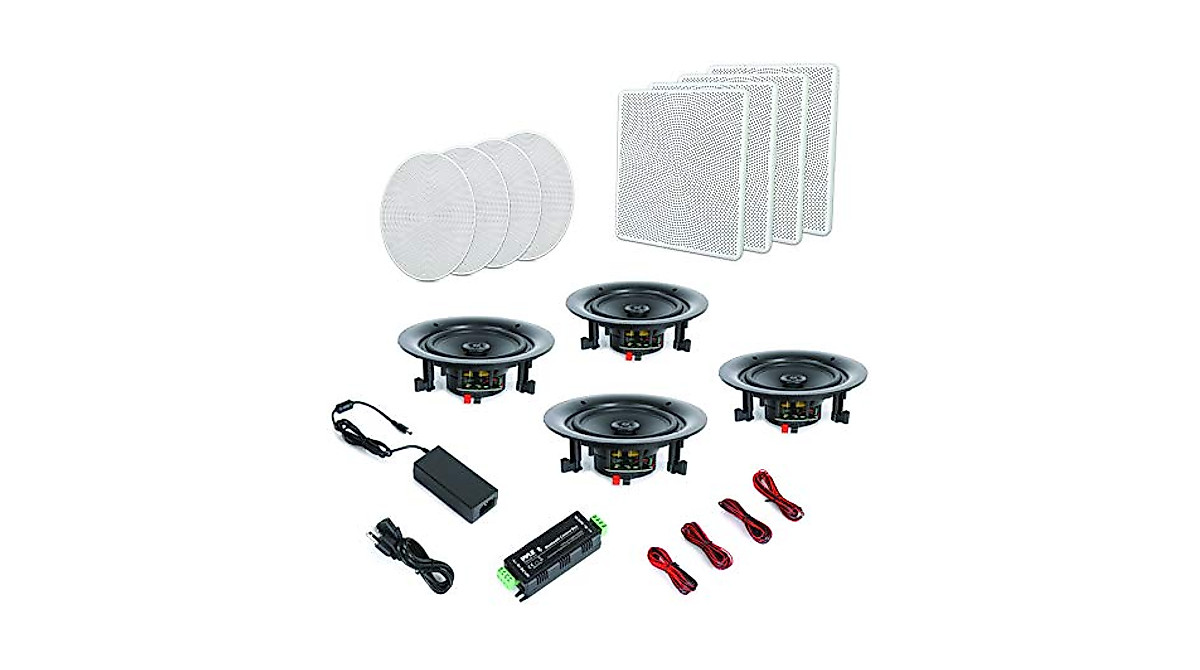 Pyle 8" 4 Bluetooth Flush Mount - In-wall In-ceiling 2-Way Speaker System Quick Connections Changeable Round/S - View #4