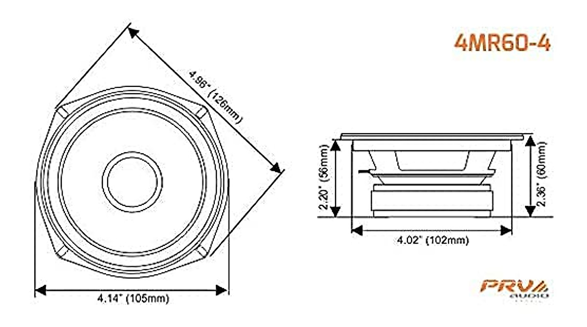 PRV AUDIO 4 Inch Midrange Speaker 4MR60-4 - High-Performance Audio