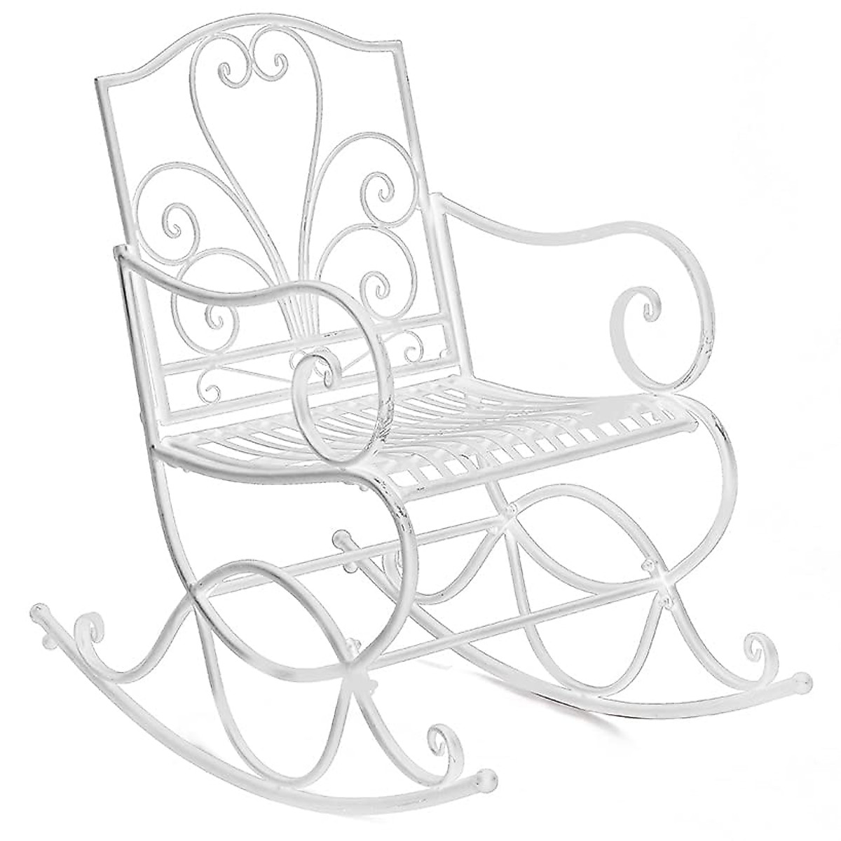 Wrought Iron Rocking Chair - Vintage White Outdoor Relaxation