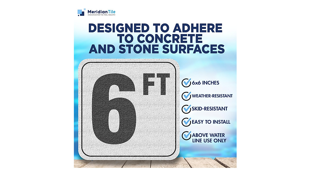 Aquatic Custom Tile: Durable Pool Depth Markers 6FT