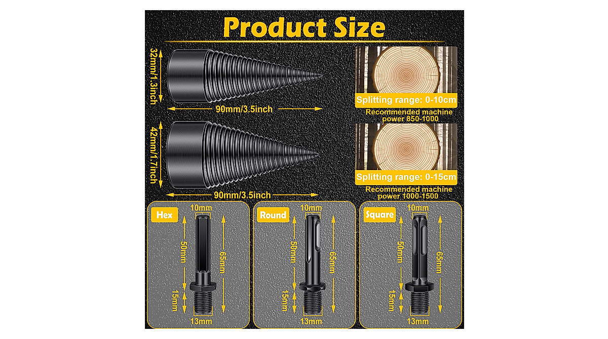 5 Pcs Firewood Log Splitter Drill Bits for Fast Wood Splitting | Heavy Duty