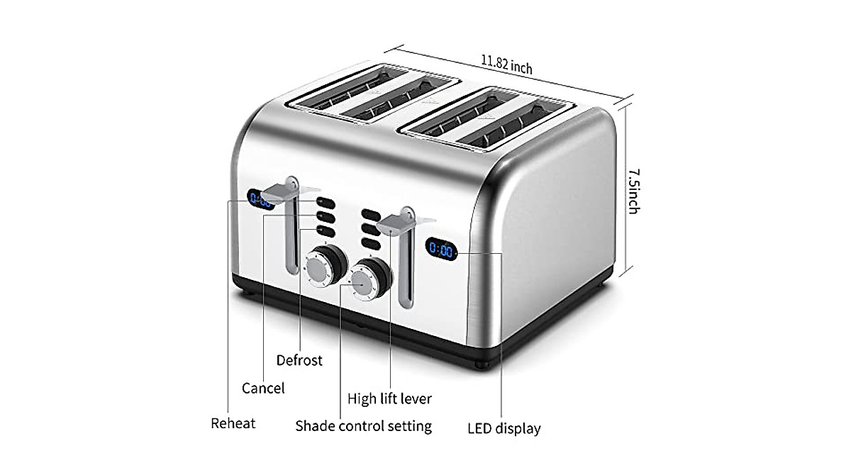 REDMOND 4-Slice Retro Toaster - Stylish Stainless Steel Toaster