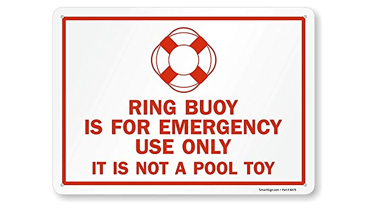 Durable Emergency Use Only Ring Buoy Sign | SmartSign
