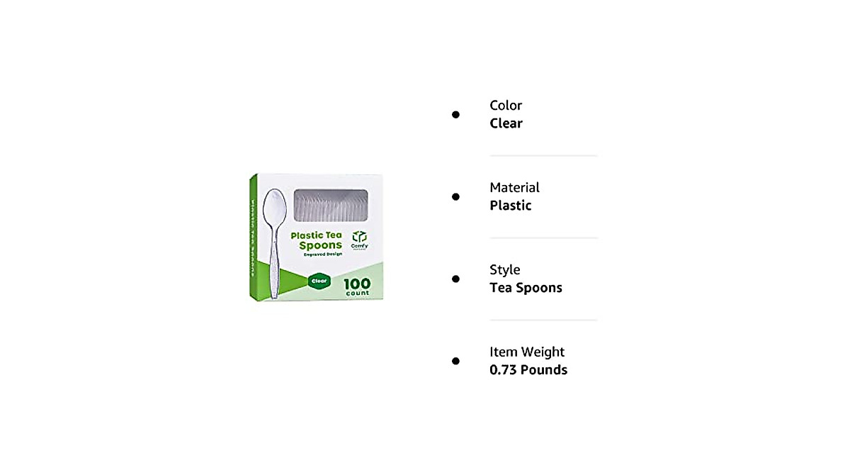 Comfy Package Heavyweight Plastic Tea Spoons - 100 Pack