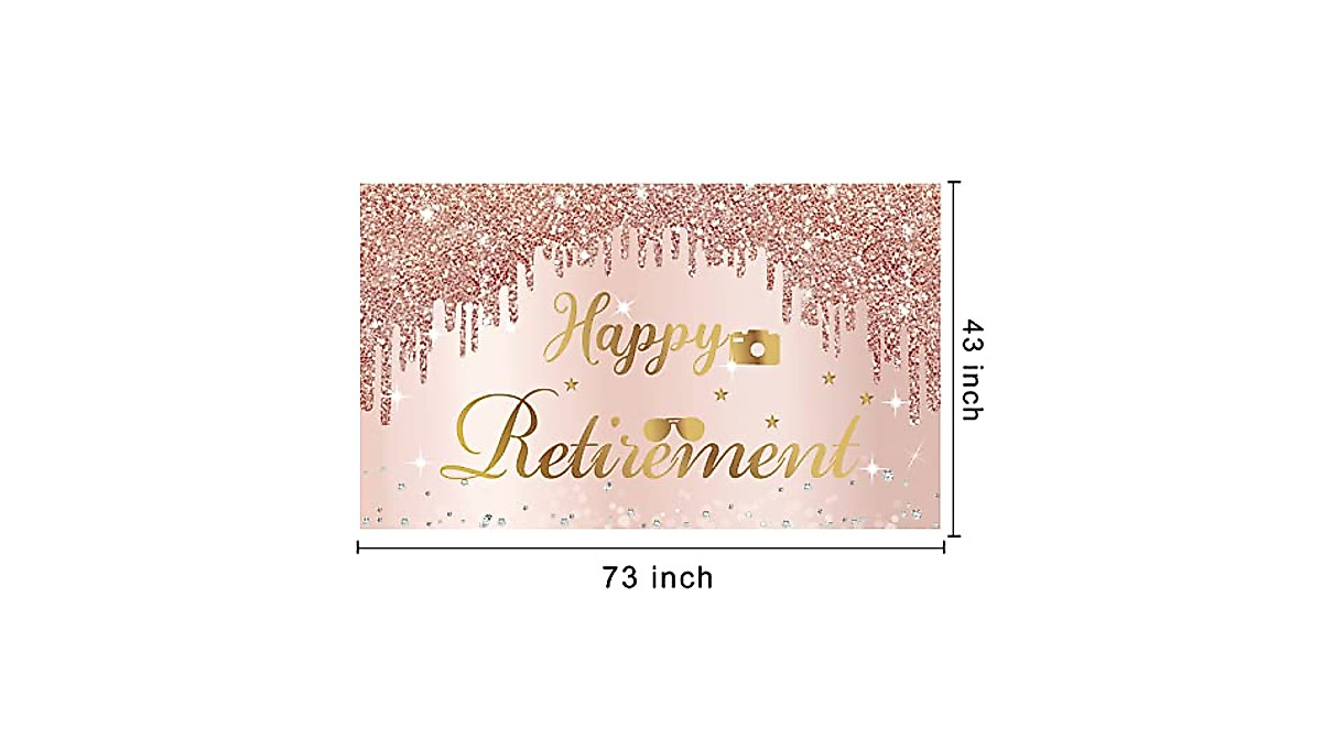 Celebrate Retirement with Elegant Pink Rose Gold Backdrop - Large and ...