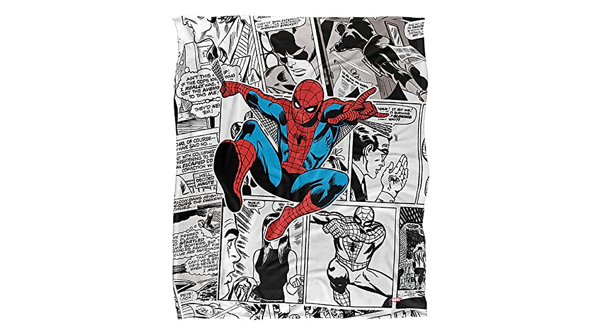 Marvel Spider-Man Retro Comic Collage Throw Blanket | Super Soft & Vibrant
