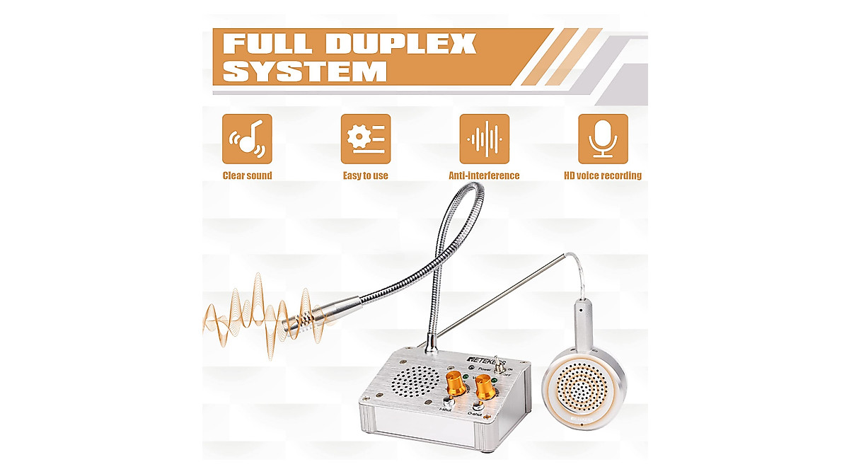 Retekess TW104 Two Way Intercom, Full Duplex Intercom System with Clear ...
