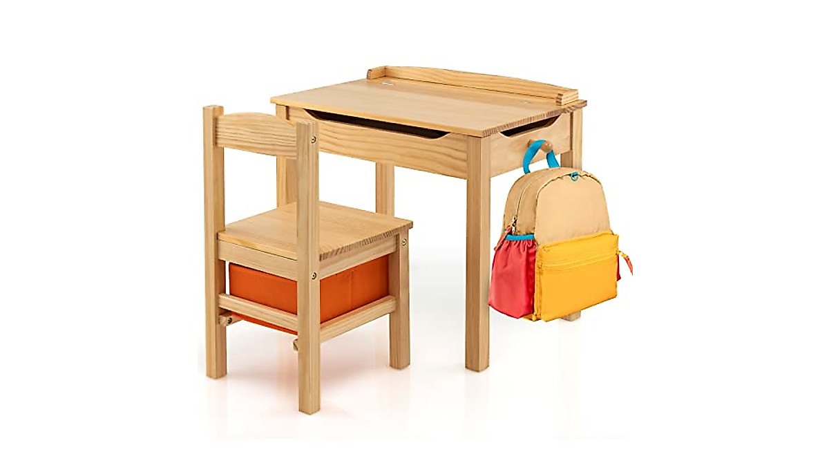Costzon Kids Table & Chair Set - Safe Study & Play Desk for Toddlers
