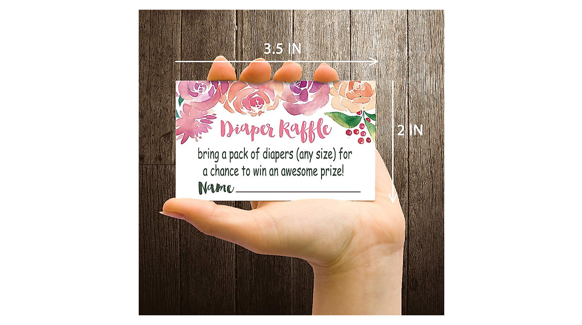 Baby Shower Watercolor Flower Raffle Tickets - 50 Cards