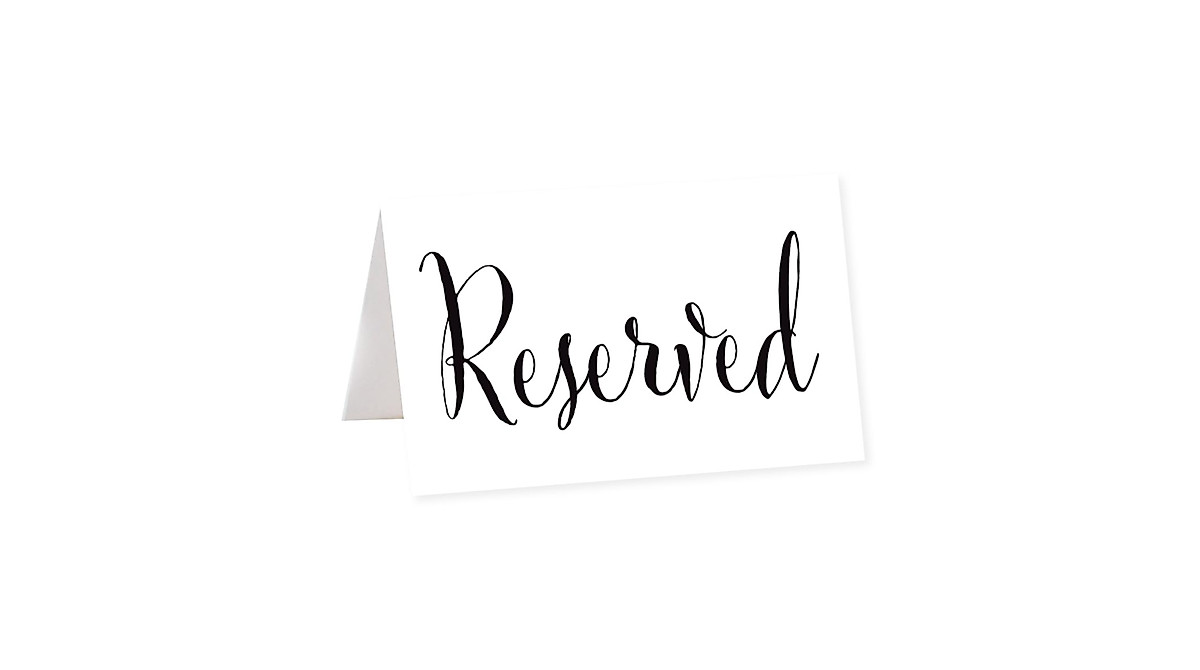 Elegant Black and White Reserved Table Cards - 20 Pack