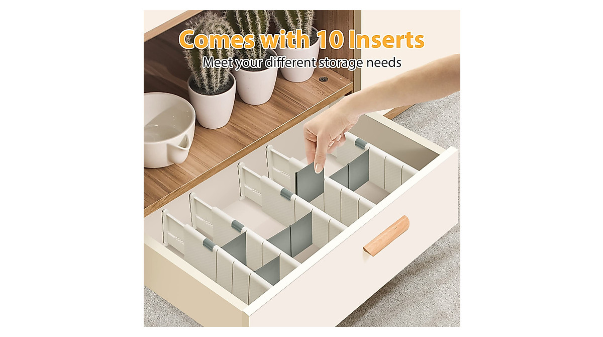 5-Pack Adjustable Refrigerator Drawer Organizers - Cream Color, Expandable Kitchen Storage 3 thumbnail image