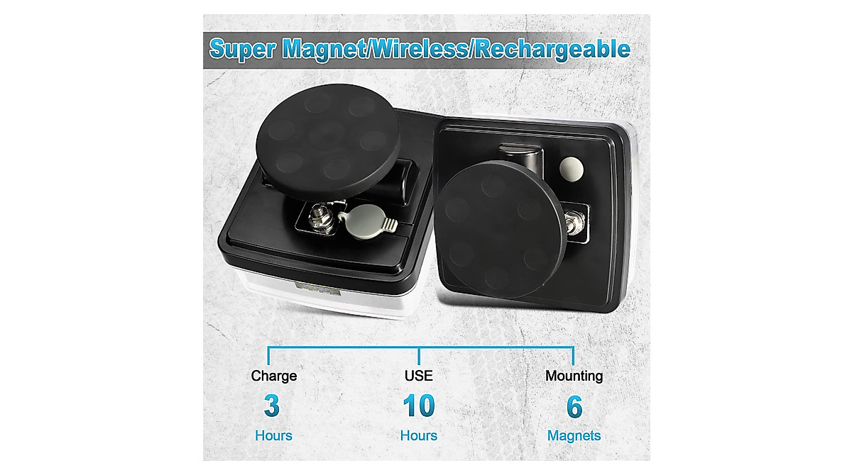 Partsam LED Magnetic Towing MMF7 Tail Light Wireless LED Light Kit Universal Stop Turn Running Backup Reverse Light Red Clear Lens W 7 Pin Plug - View #3