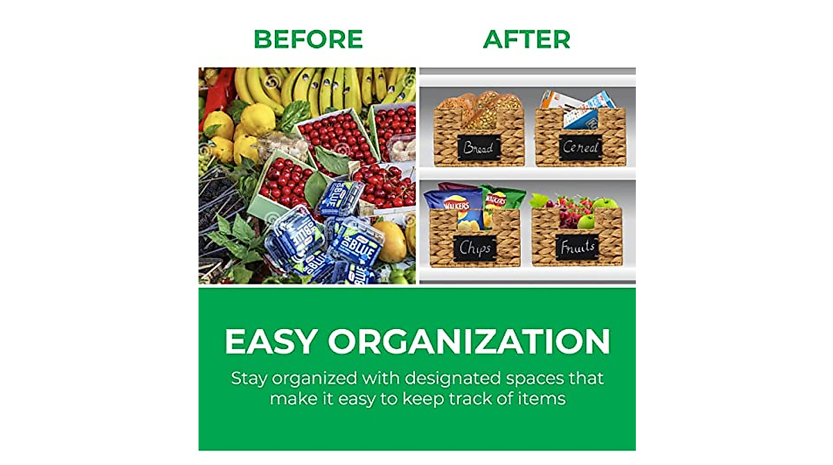 BARIEN 6-Piece Water Hyacinth Storage Baskets for Home & Office