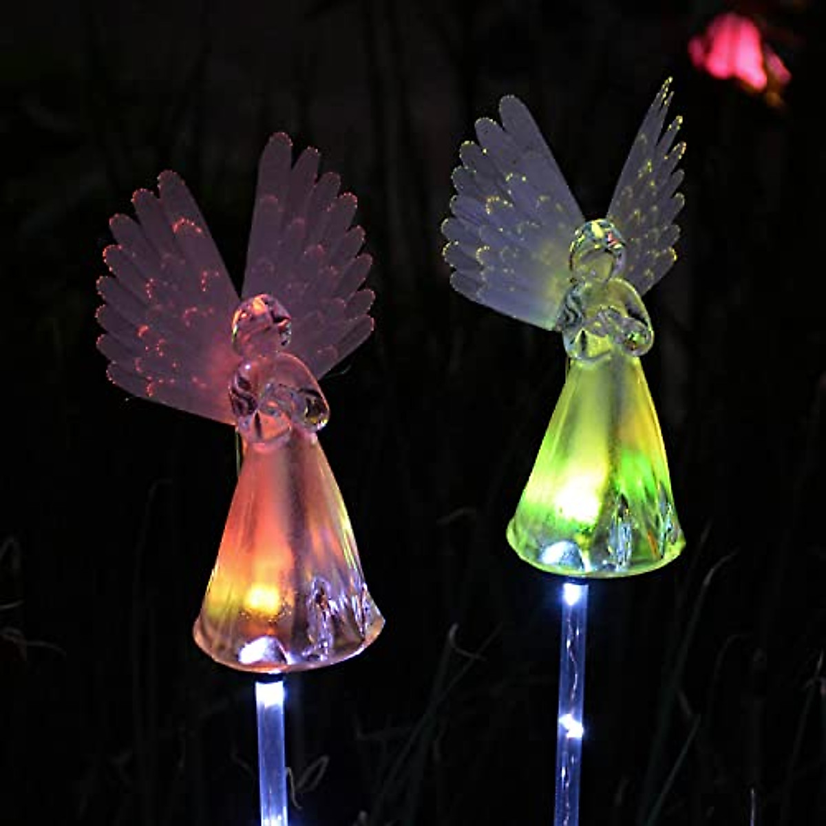 Awinking 2 Pack Solar Angel Lights - Color Changing Outdoor Decor