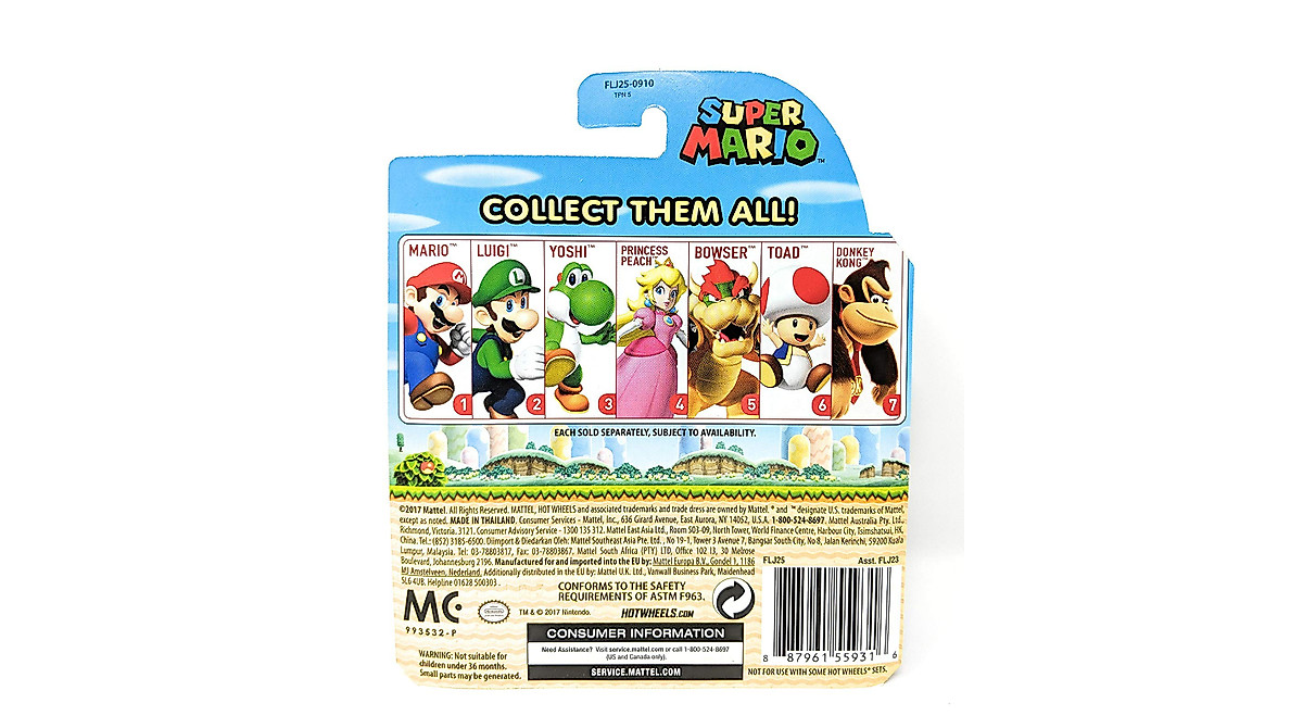 2017 Hot Wheels Super Mario Character Cars -- TOAD 6/7 -- NEW IN