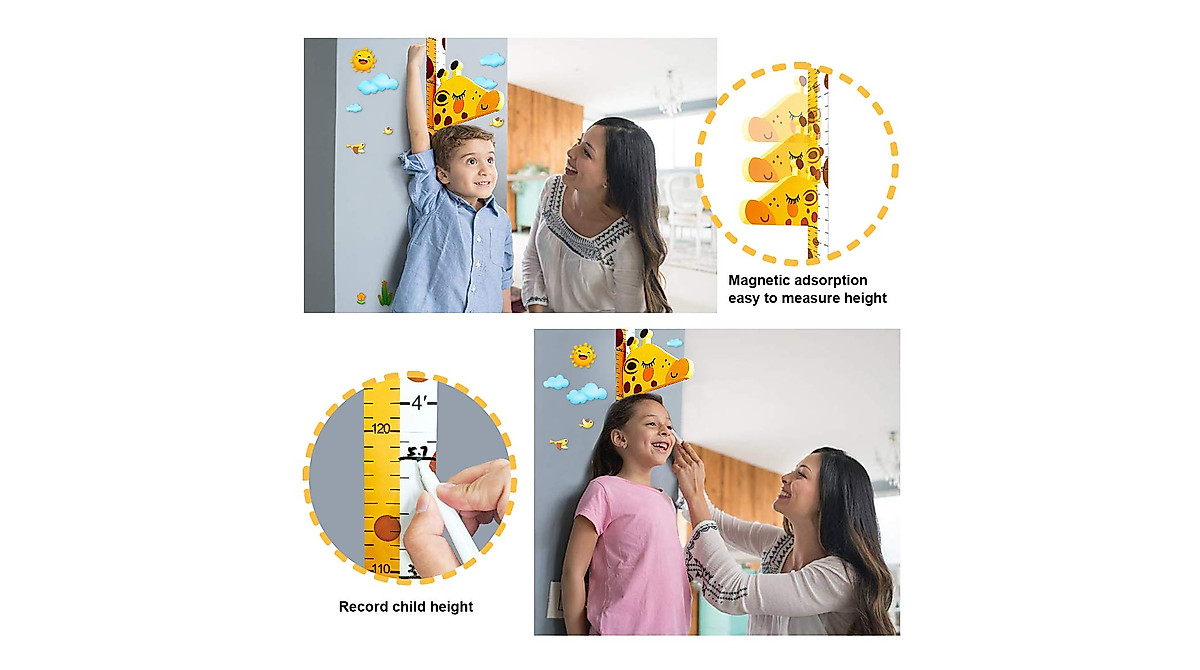 Baby Growth Chart with Movable Giraffe Ruler for Kids Room Decor