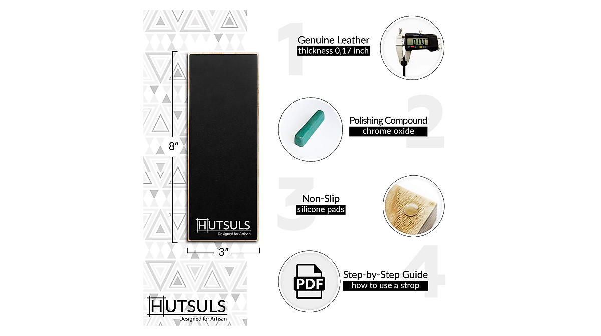 Hutsuls Leather Strop Block - Razor-Sharp Blades Kit