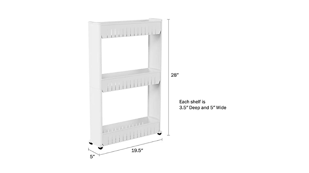 Compact 3 Tier Slide Out Laundry Cart - Space Saver