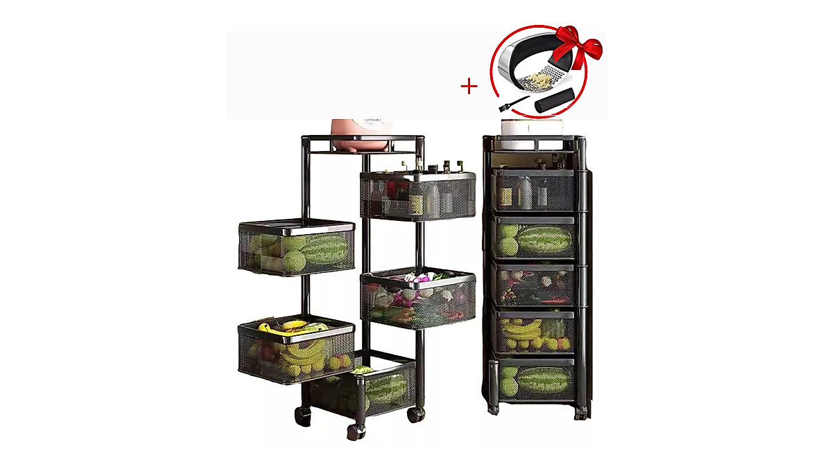 5-Tier Rotating Storage Rack for Kitchen & Pantry Organization