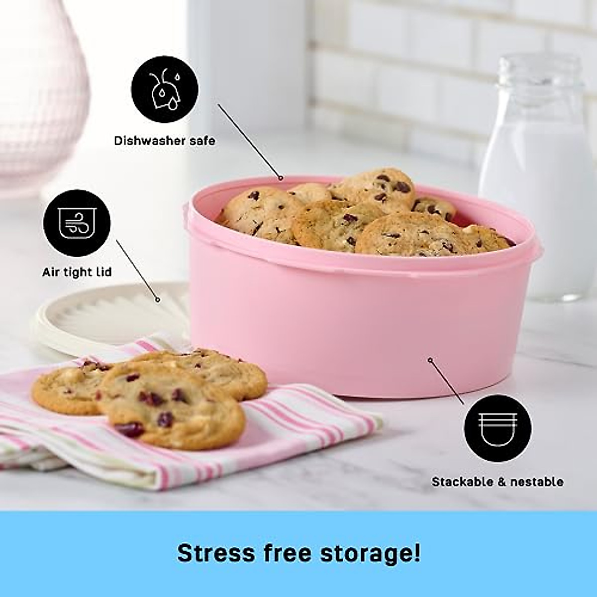 Tupperware Heritage Cookie Canister 7.6 Cups - Vintage Blue