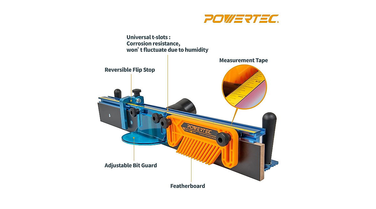 POWERTEC Deluxe Router Table Fence System - Precise & Versatile Setup