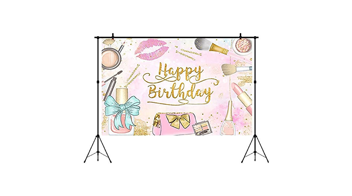 Aperturee Makeup Spa Birthday Backdrop - Pink Glamour Photo Background
