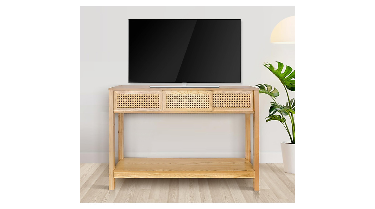 Stylish Rattan Console Table for Entryway & Living Room