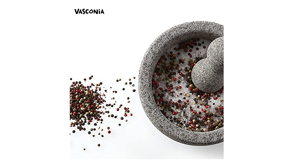 Vasconia 4-Cup Graniet Molcajete Mortier en Stamper