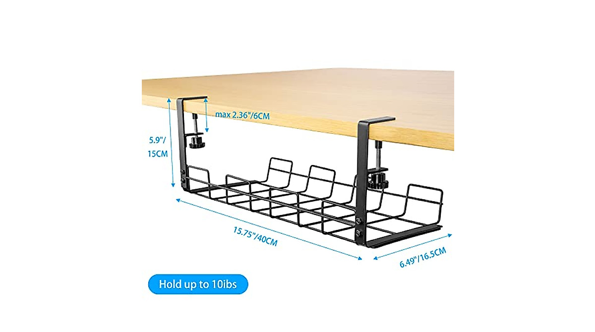 3-Pack Under Desk Cable Management Trays - No Drill Steel Organizers