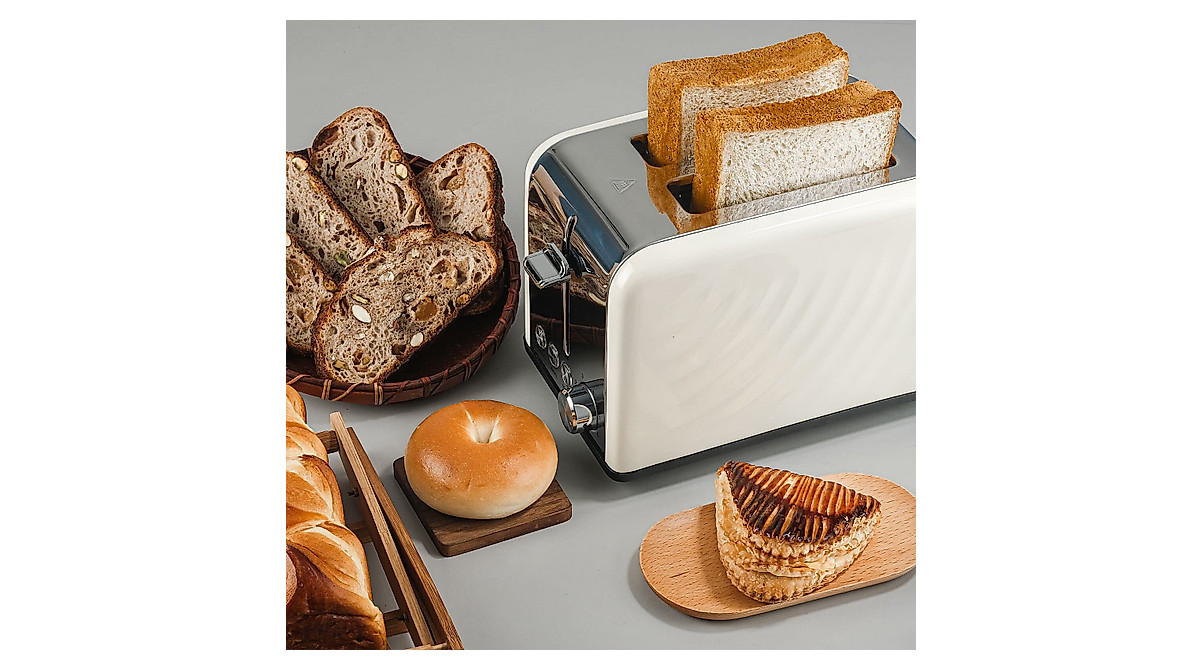 Cotomier 2 Slice Toaster - Retro Cream Stainless Steel, 6 Shade Settings