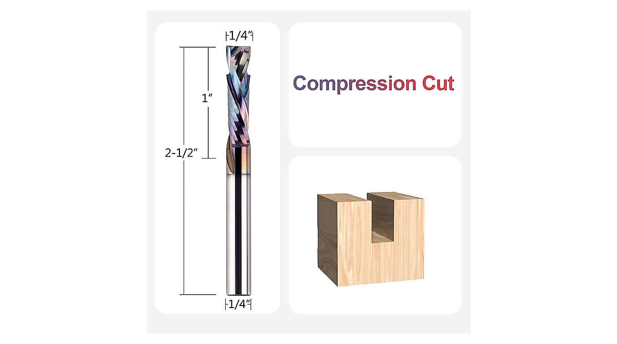 SpeTool Compression Router Bit 1/4 Inch Shank for Precise Woodworking