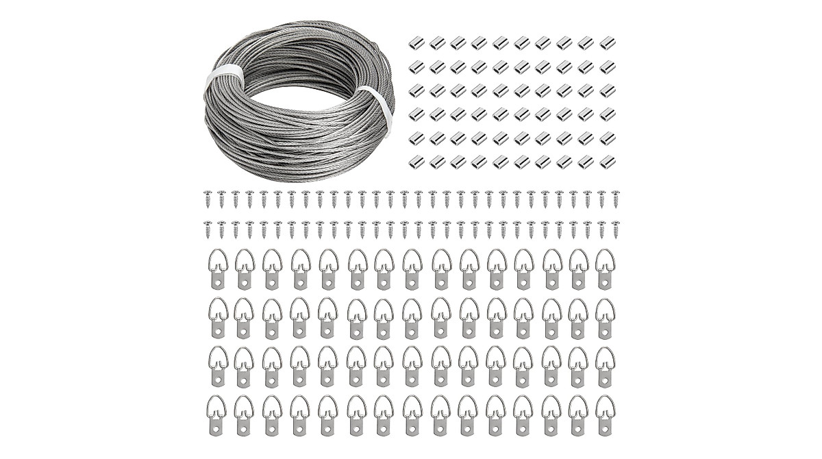 Picture Hanging Kit with Stainless Steel Wire & D-Rings for Safe Hanging