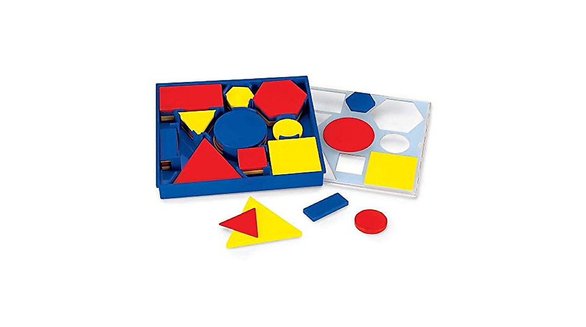 Hand2mind Plastic Jumbo Attribute Blocks Set for Preschool Learning