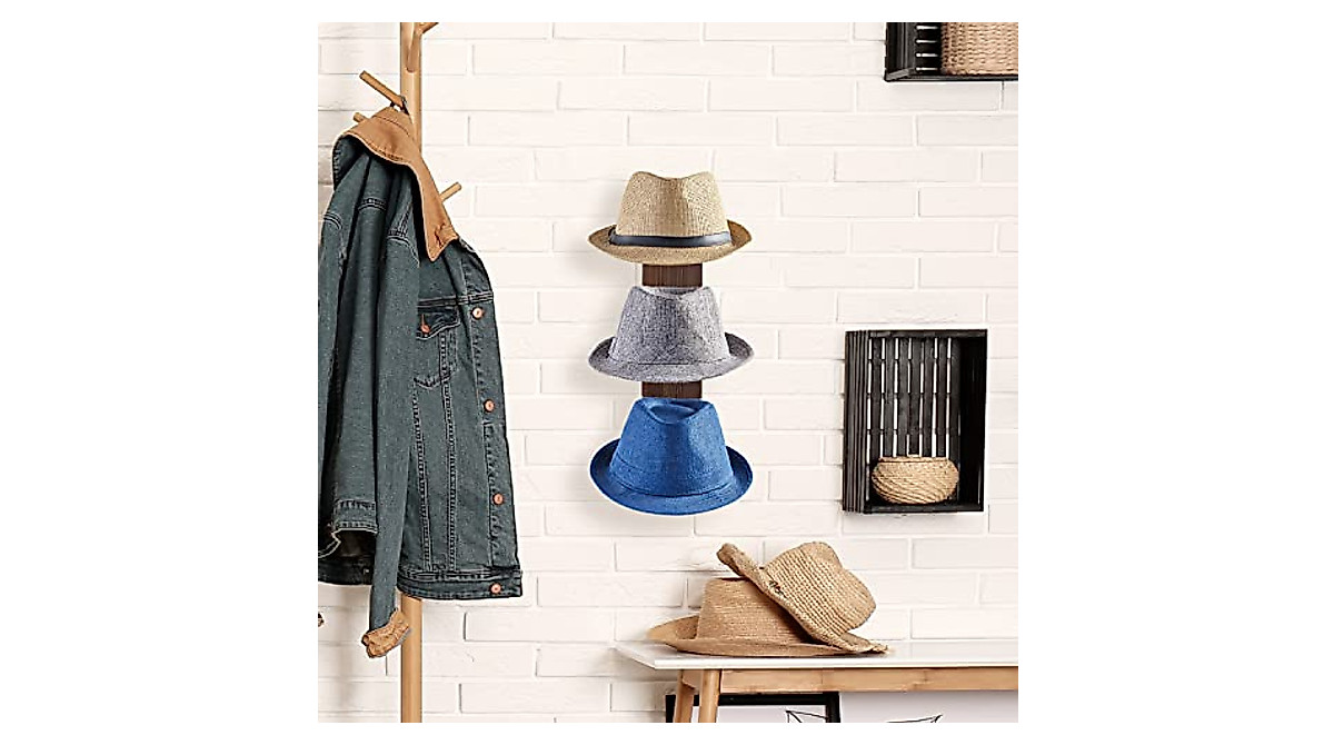 Wall Mounted Hat Rack for Hats & Wigs | Rustic Wood Storage