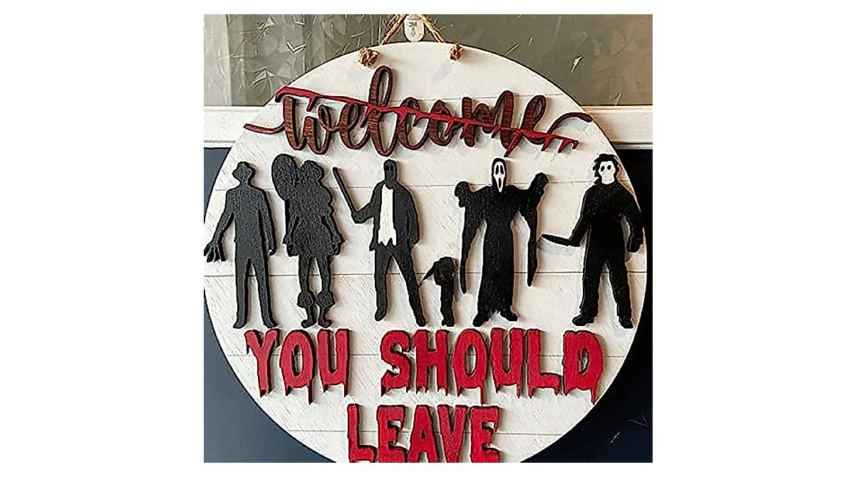 Halloween Horror Welcome Sign – Spooky Porch Decor for Halloween