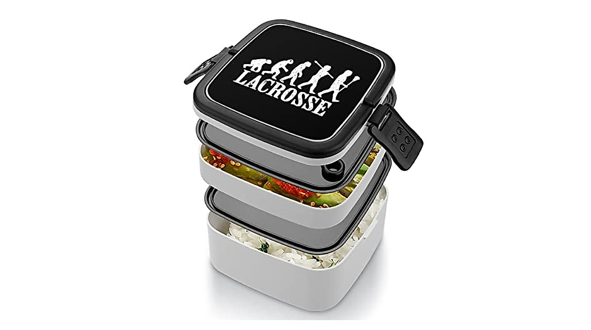Lacrosse Evolution Graphic Lunch Box - Large Capacity Bento with Spoon