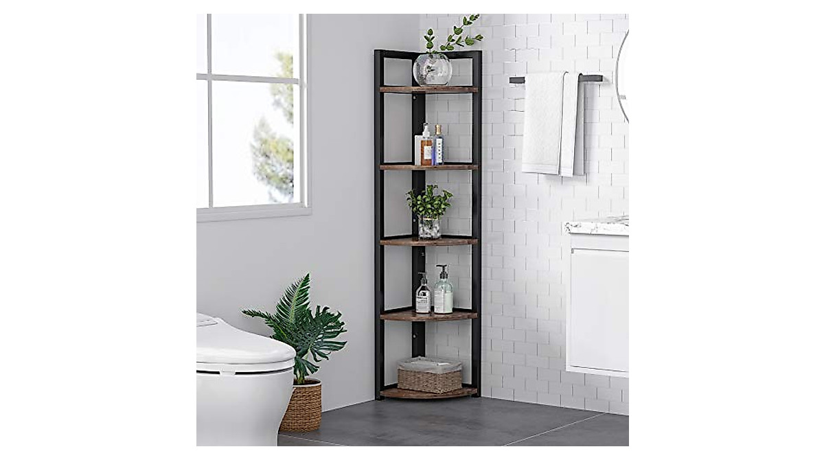 Tribesigns Corner Plant Stand Indoor | Rustic 5-Tier Corner Shelf